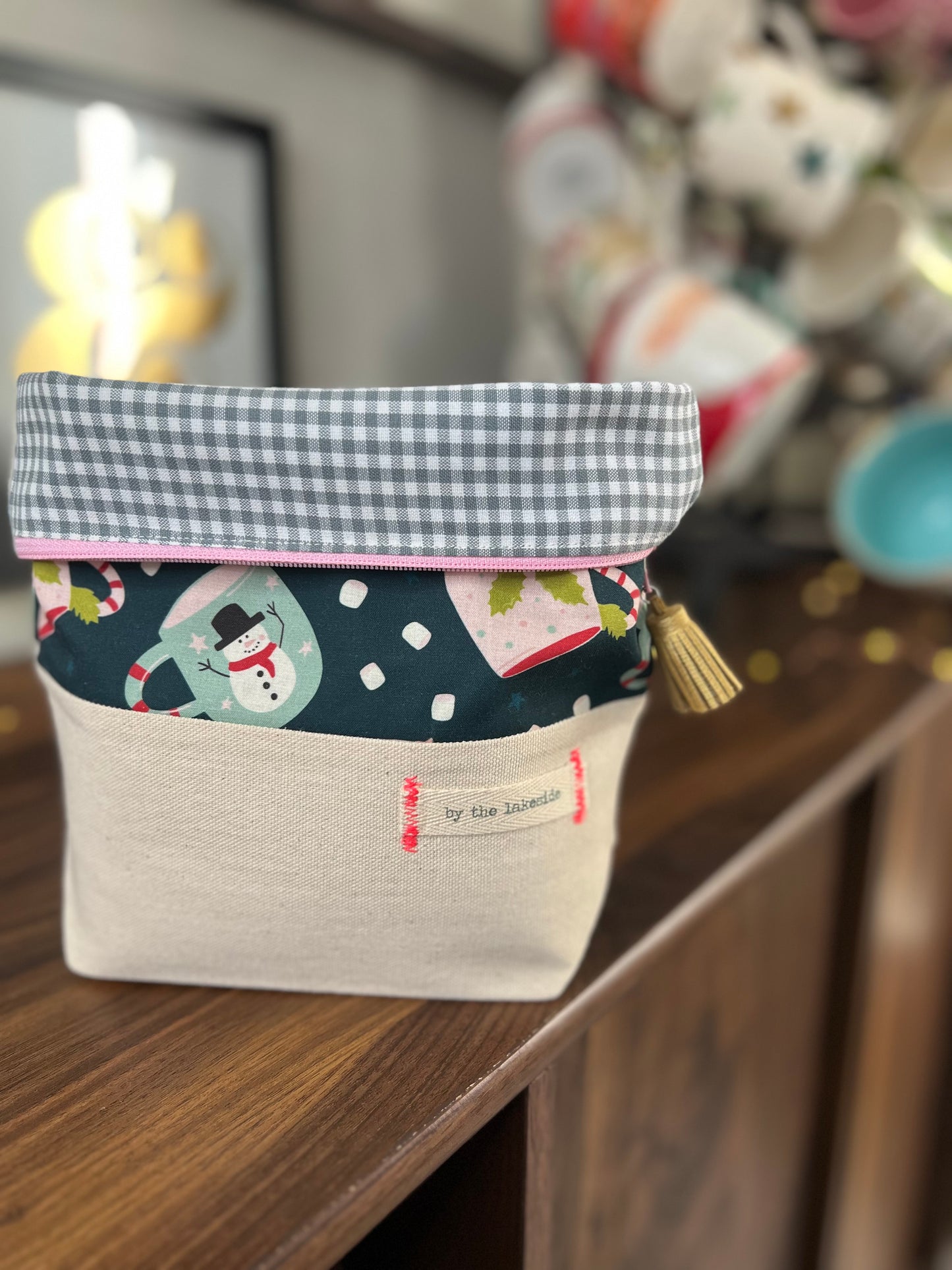 Small Project Bag- Holiday Mugs