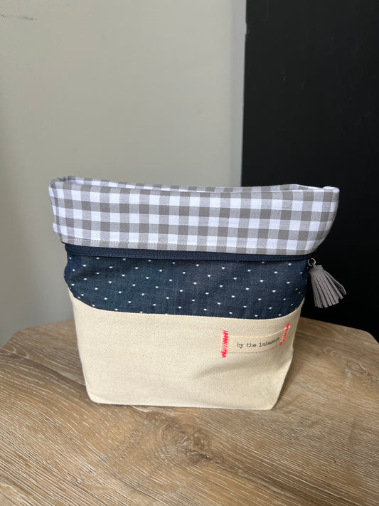 Small Signature Project Bag- Chambray Dots