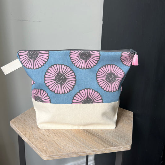 Large Project Bag- Blue/Pink Floral