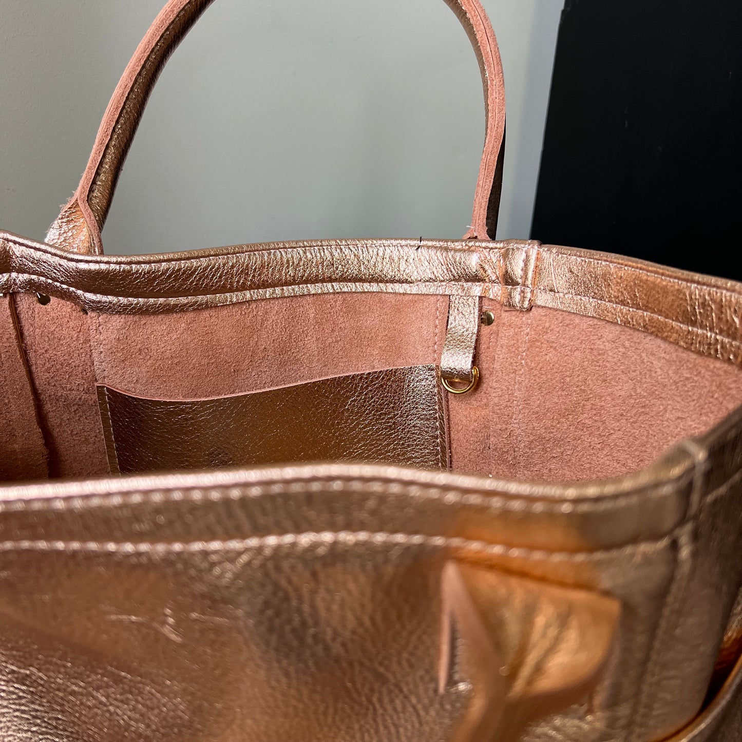 Metallic Carry-all Leather Bag