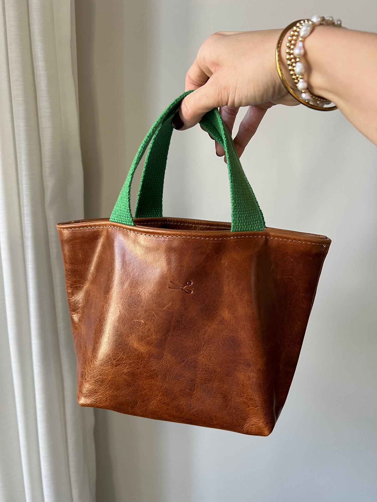 The Mini Leather Bag with webbing handles