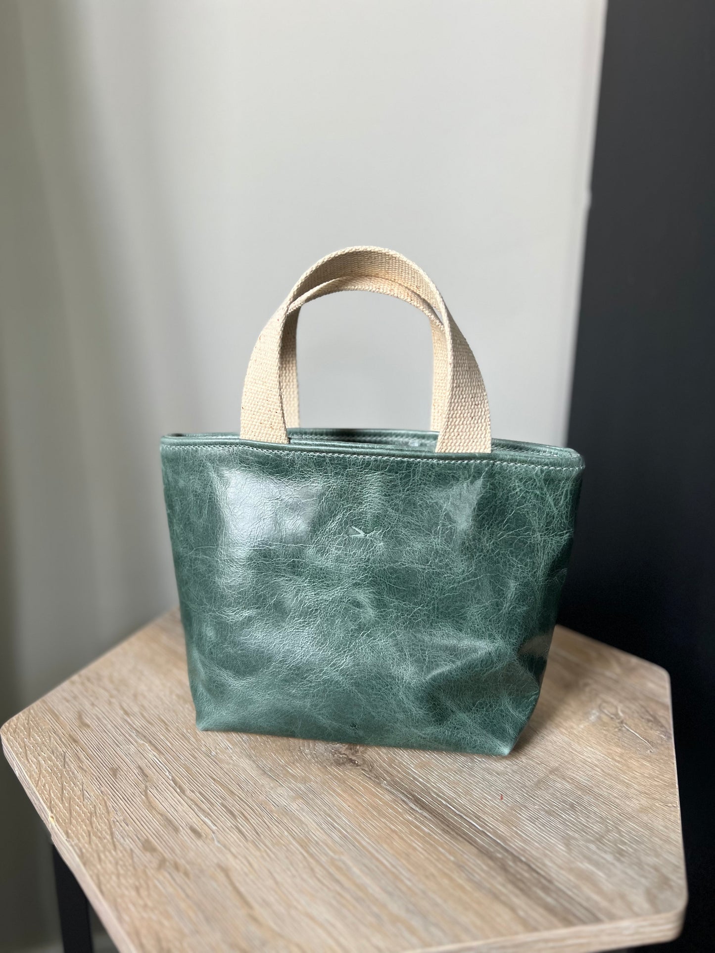 The Mini Leather Bag with webbing handles