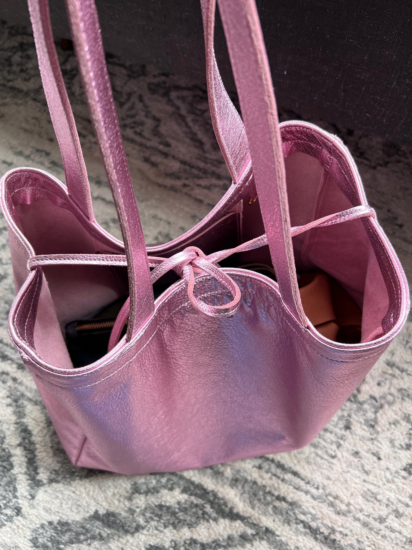 Metallic Everything Leather Tote Bag