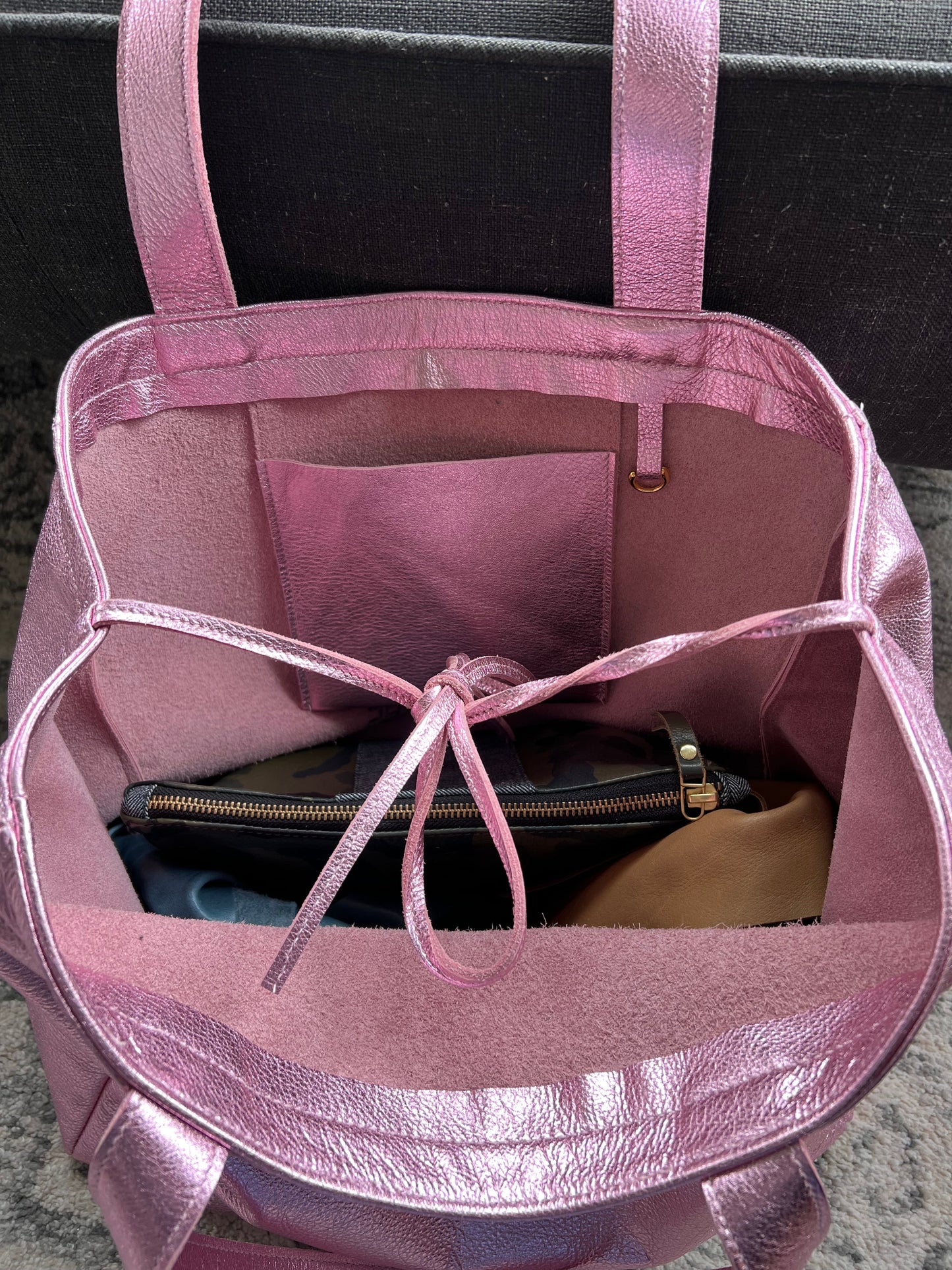 Metallic Everything Leather Tote Bag