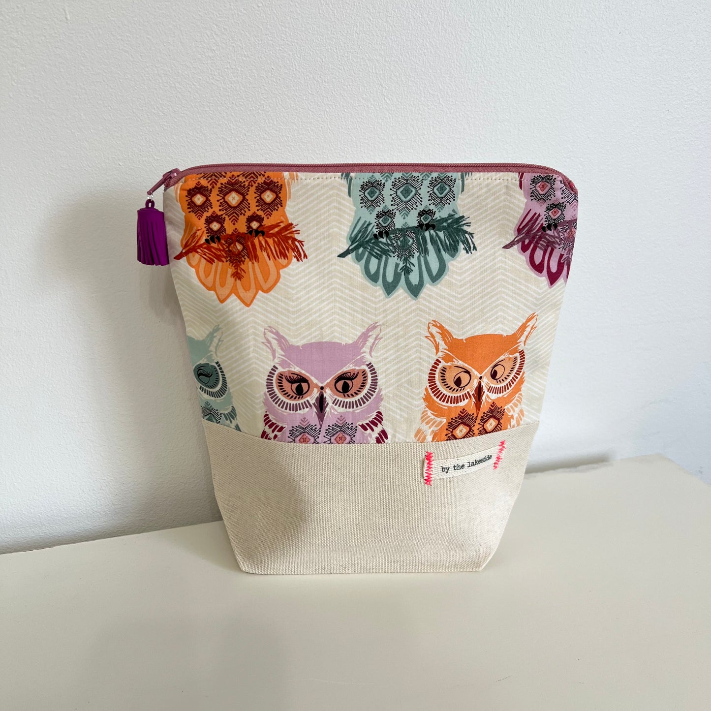 Small Project Bag- Pastel Owls