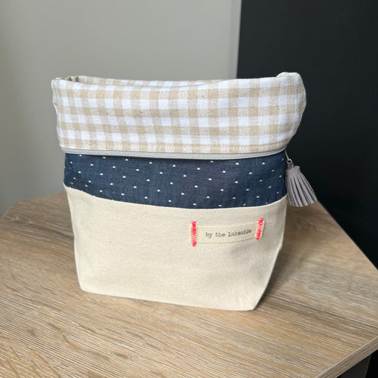 Small Signature Project Bag- Chambray Dots