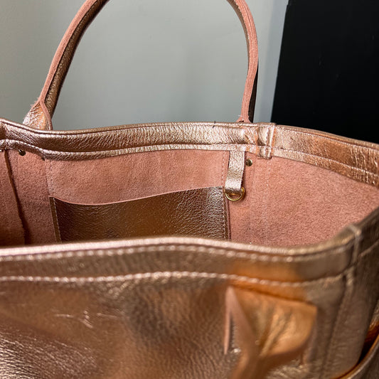 Metallic Carry-all Leather Bag