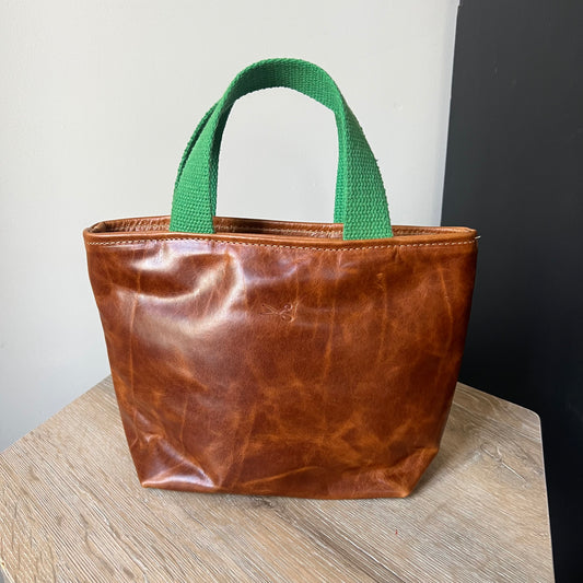 The Mini Leather Bag with webbing handles