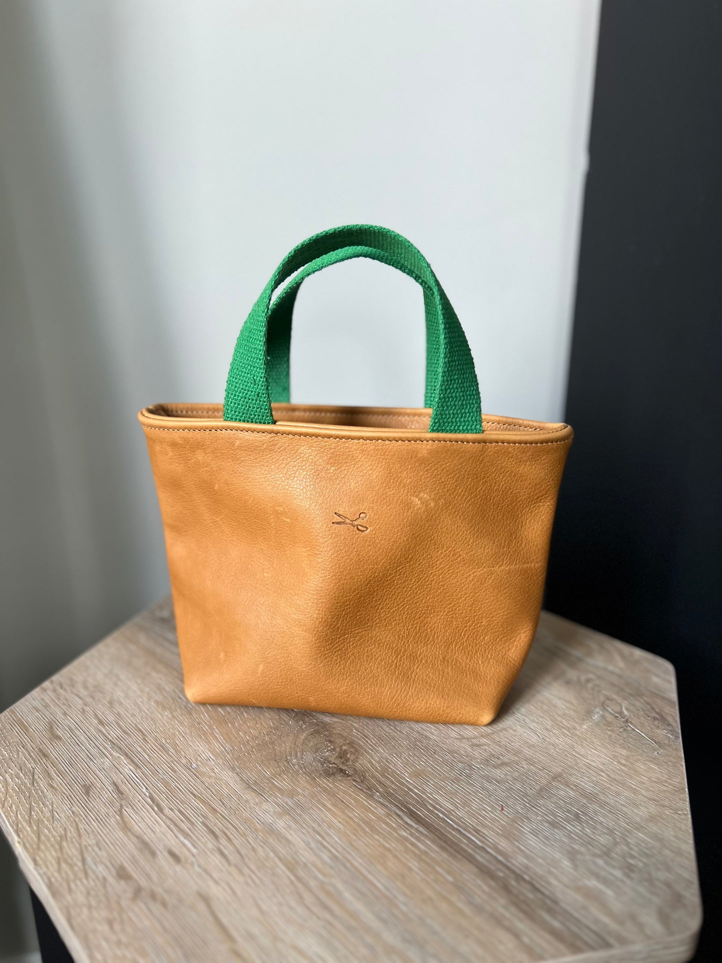 The Mini Leather Bag with webbing handles