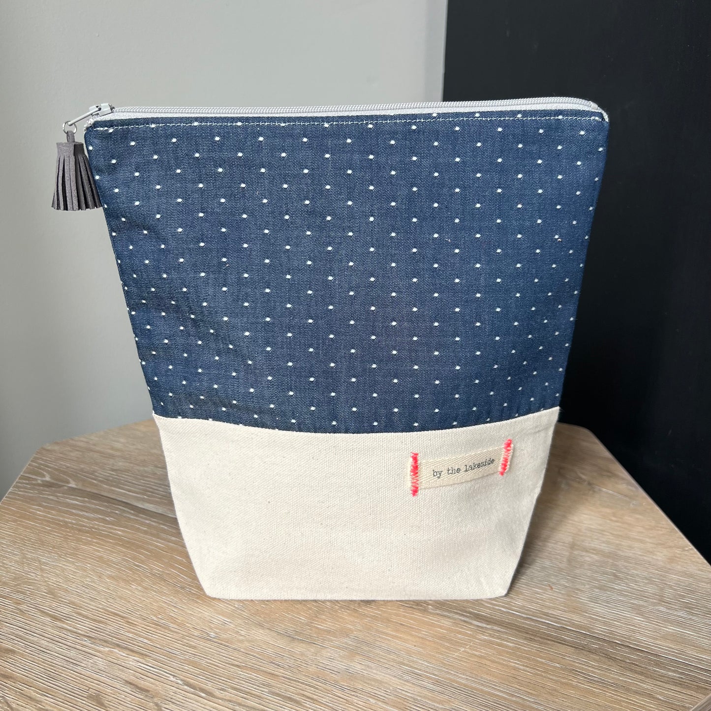 Small Signature Project Bag- Chambray Dots