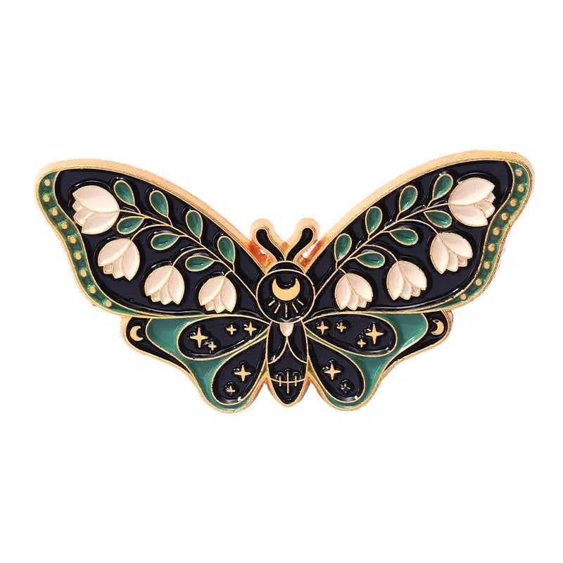 Floral Butterfly Moth Enamel Pin/Brooch