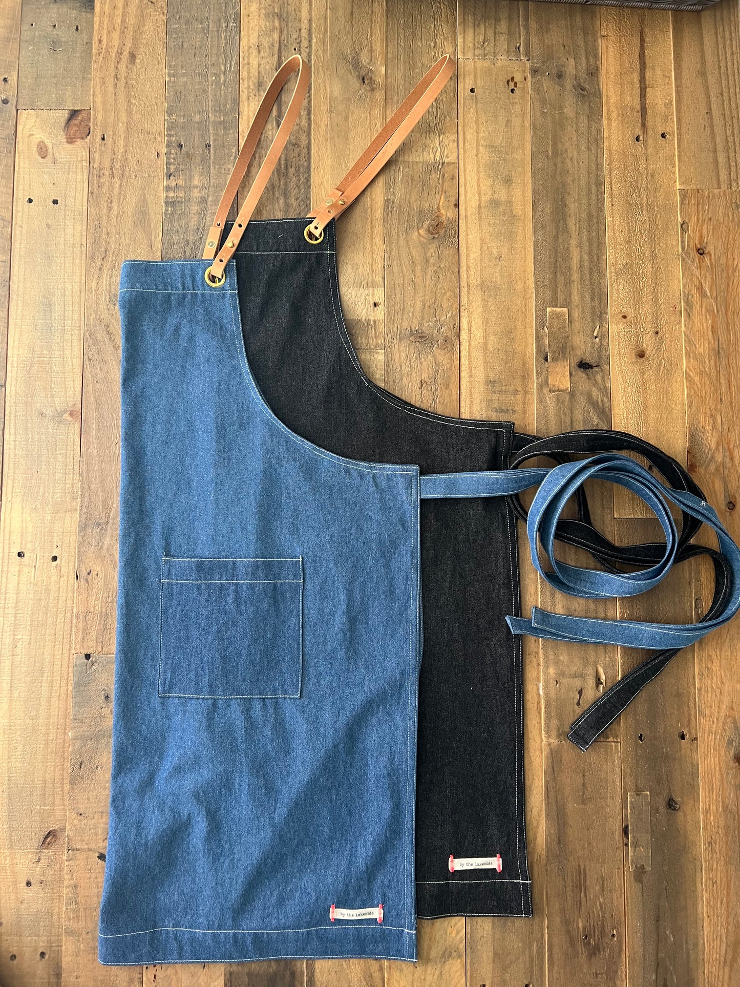 BTL Denim Apron with leather