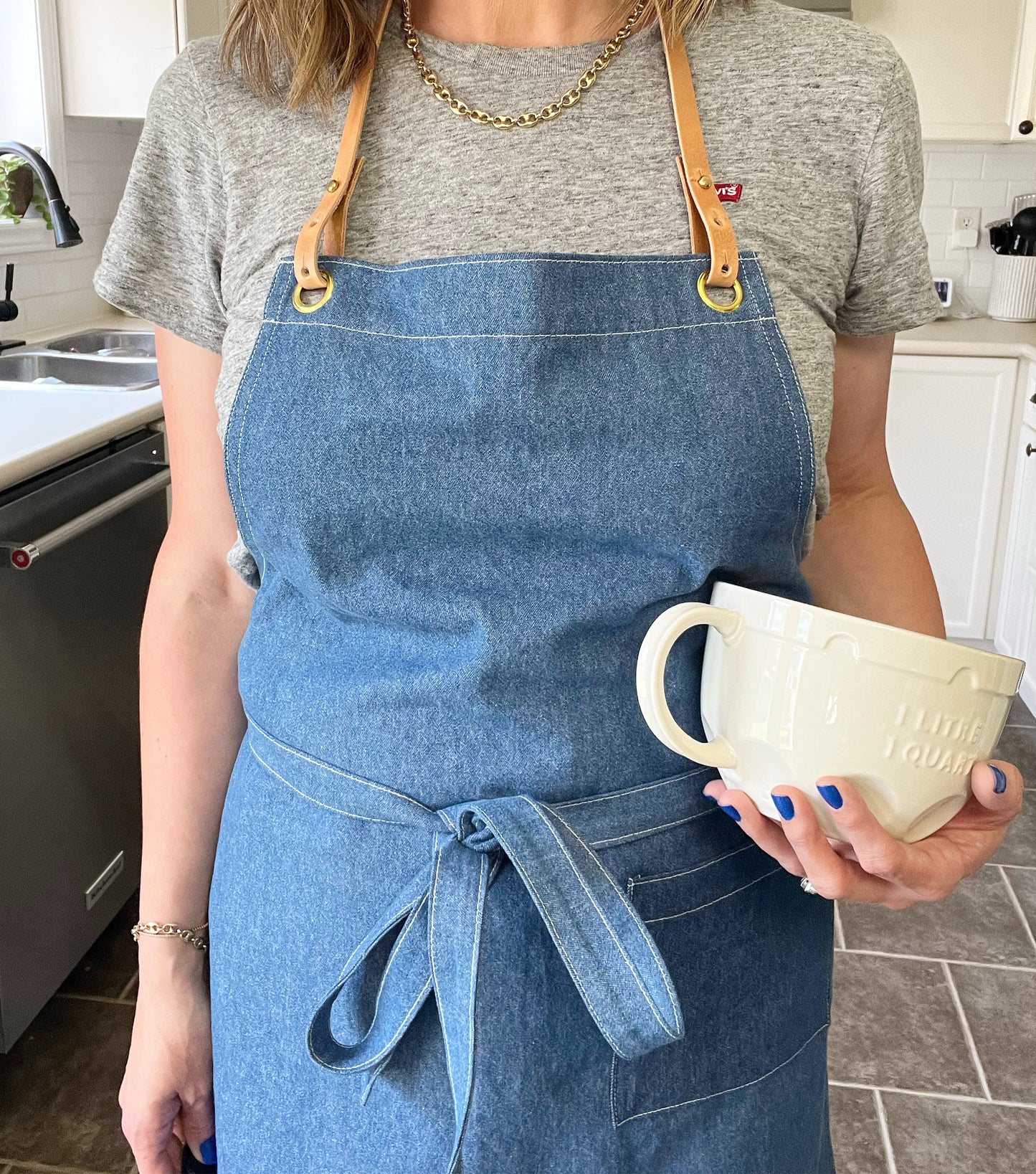 BTL Denim Apron with leather