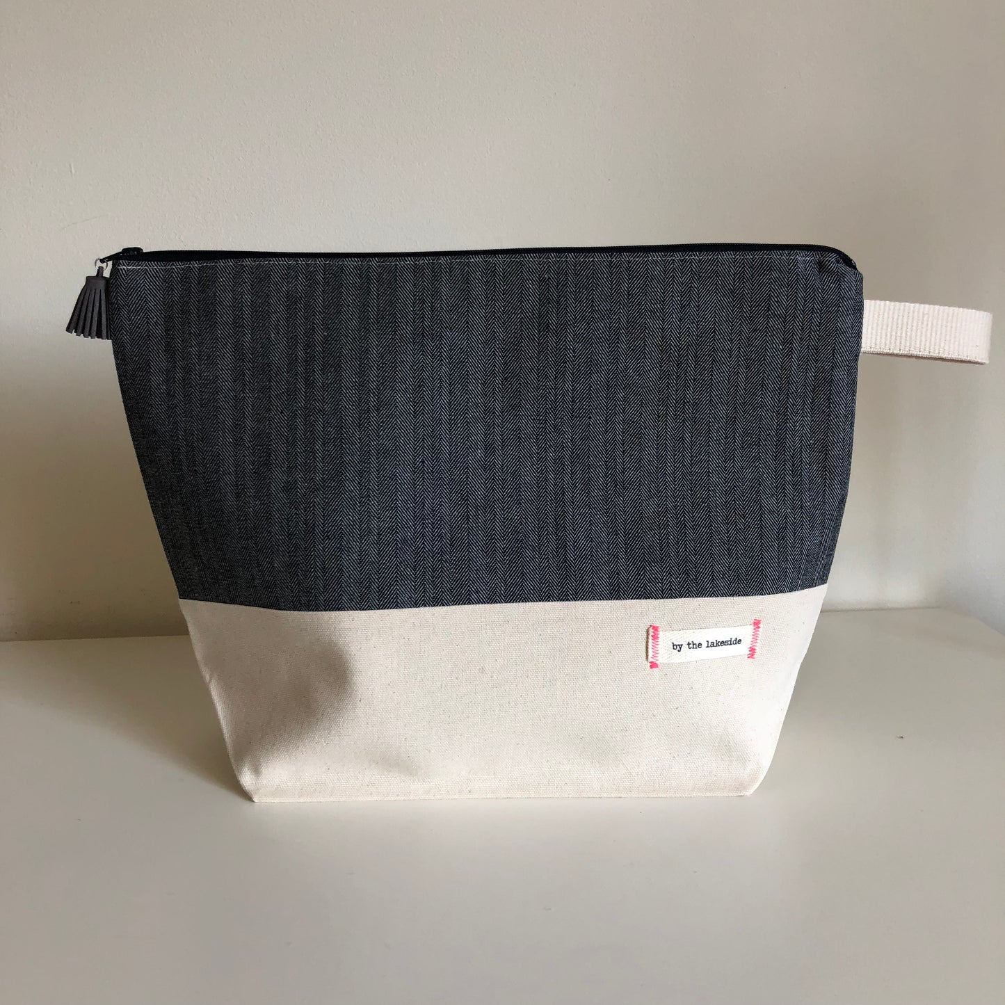 Large Signature Project Bag- Chevron Denim