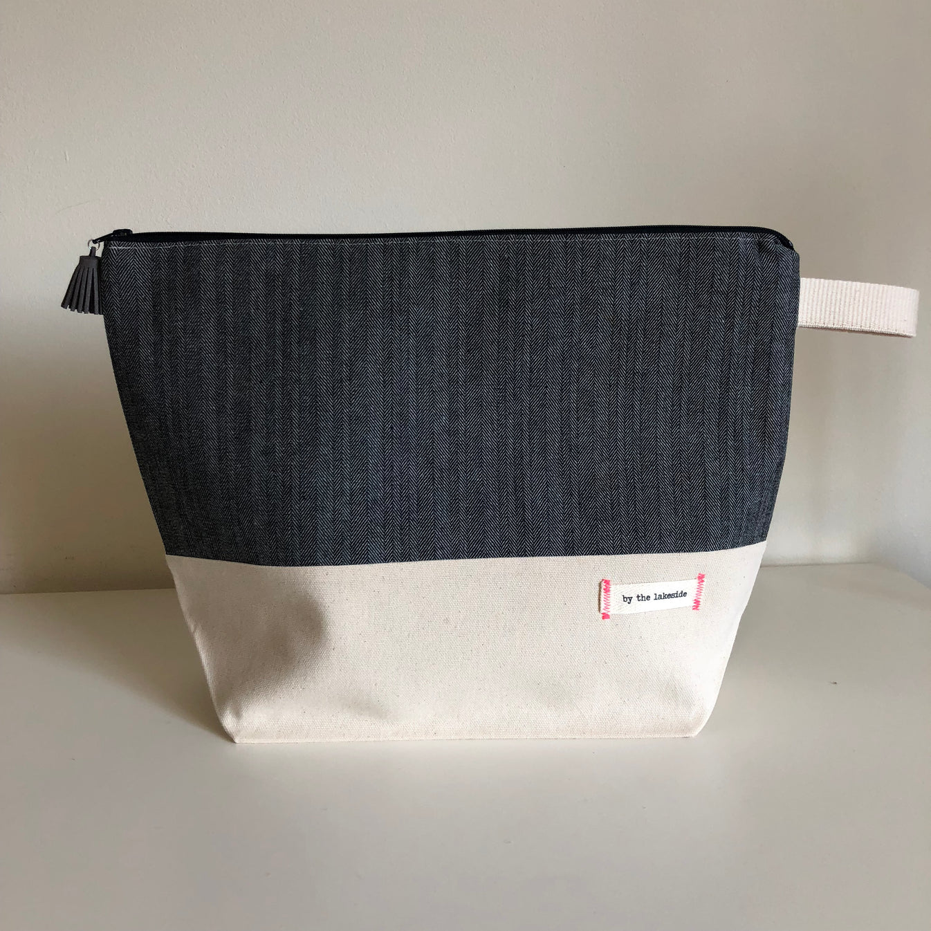 Large Signature Project Bag- Chevron Denim – by the lakeside