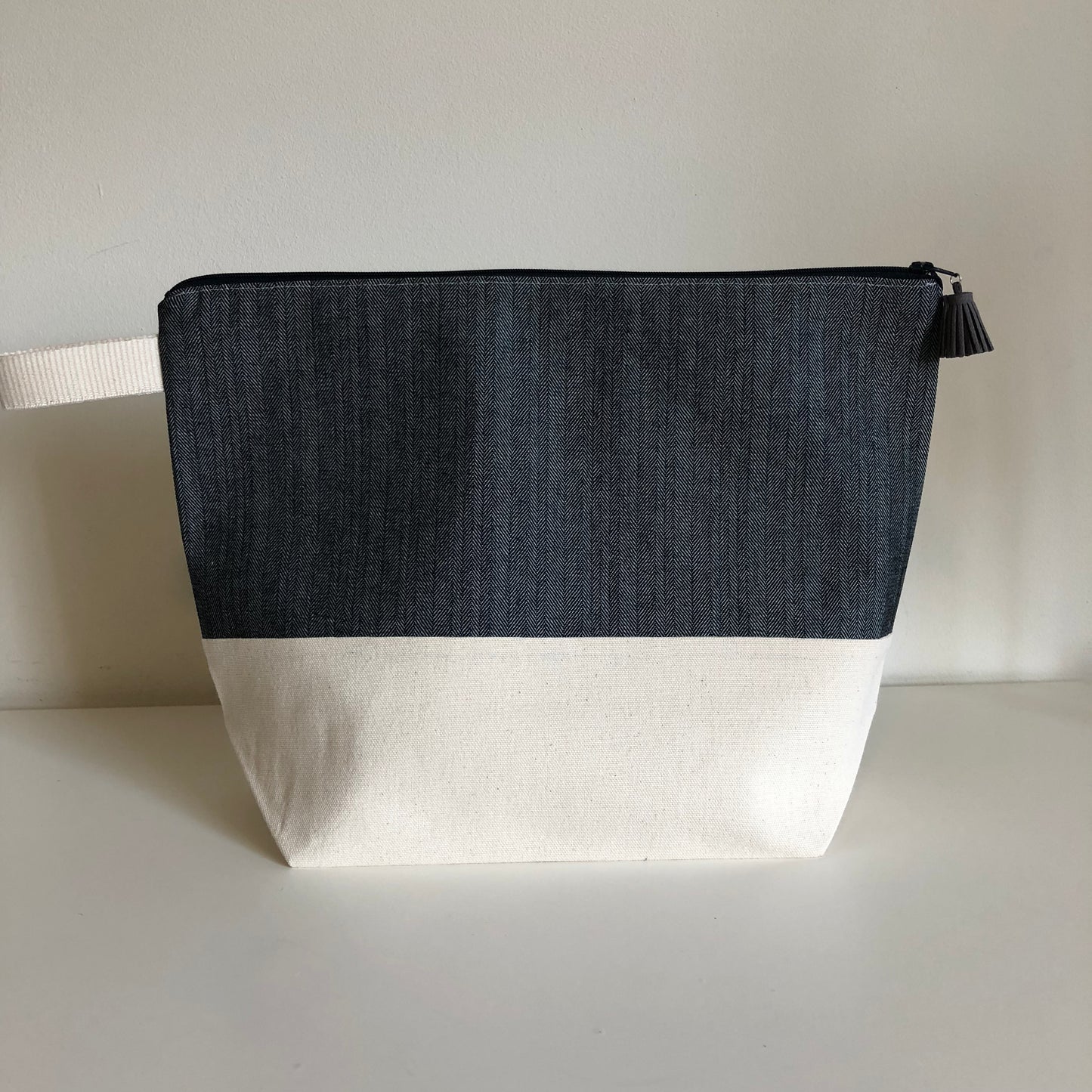 Large Signature Project Bag- Chevron Denim